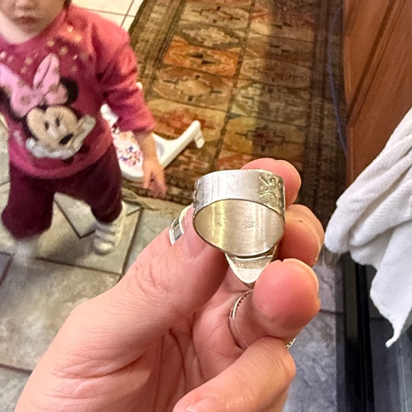 Lovely Vintage Variscite Sterling Silver Ring Size 8 - Picture 2 of 5